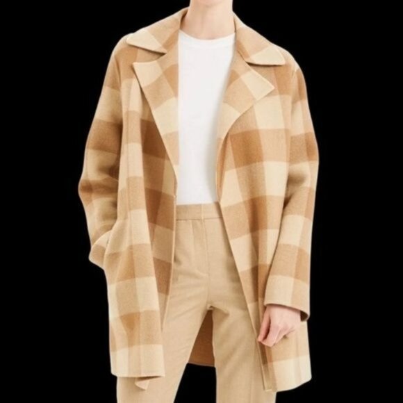 THEORY Double-Faced Check Overlay Wool Pea Coat NWT - Picture 3 of 14
